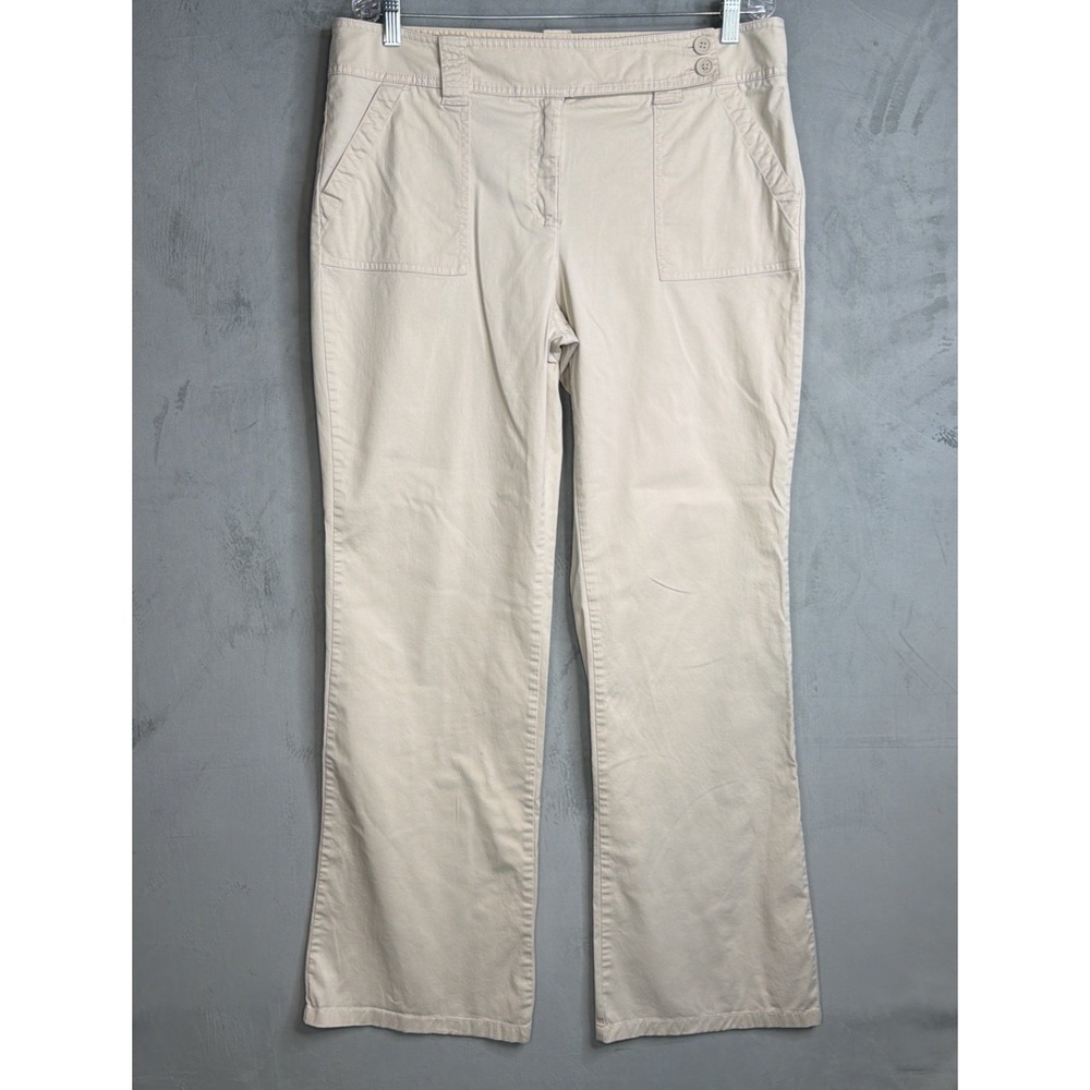 New York & Company Manhattan Chino Pants Women's 14 Tall Beige Stretch Cotton
